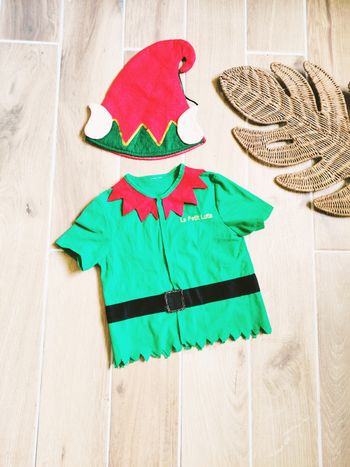 🎄 Déguisement/costume veste et chapeau de Lutin pour enfant