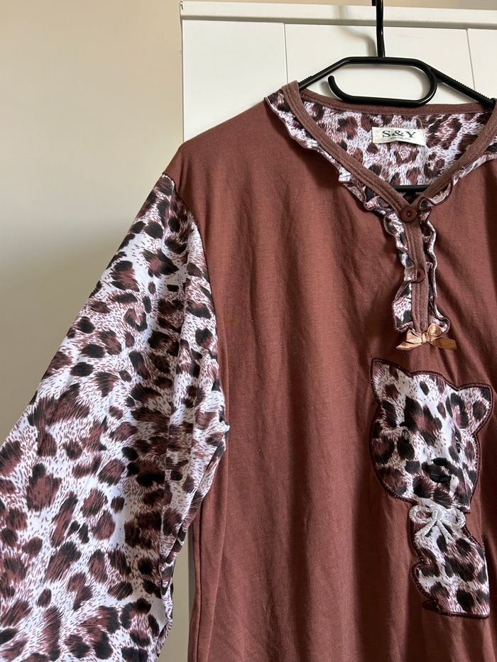 Haut de pyjama marron léopard S&Y Tailles XL-XXL - photo numéro 3