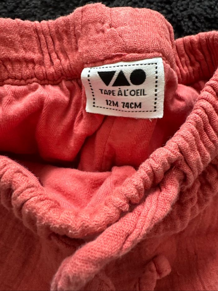 Pantalon gaz de coton corail 12 mois tape à l’œil - photo numéro 3