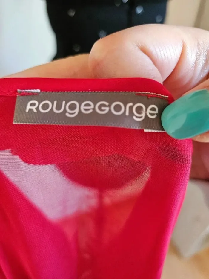Déshabillé rouge sexy en voile transparent RougeGorge - Taille XL (42) - photo numéro 3
