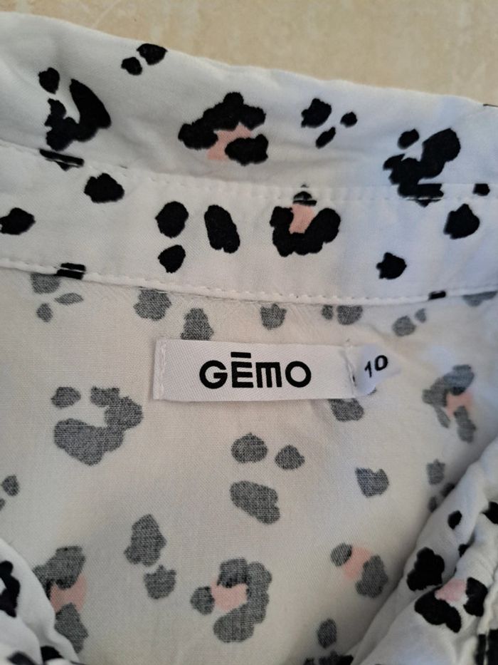 Chemisier manches longues blanc/noir 👧 10 ans Gemo en TBE - photo numéro 2