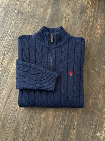 Pull gilet zip 1/4 camionneur Ralph Lauren torsadé old money vintage