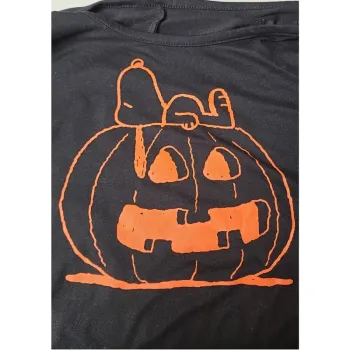 Peanuts Snoopy Pumpkin Halloween Long Sleeve T Shirt/Night Gown Size M Black