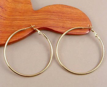 Créoles rondes 50 mm dorées à l'or fin 14 carats