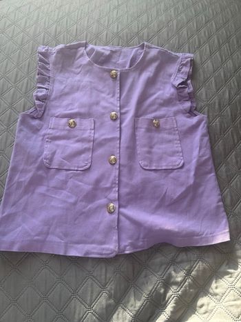 Veste/haut lilas sans manches à volants et boutons dorés - Taille Unique (Italie)
