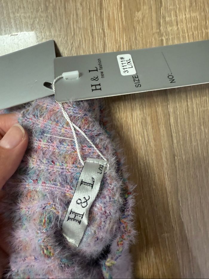 Pull mauve losanges blanc femme - photo numéro 2