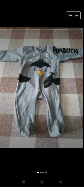 Surpijama 12 mois zippé gris pingouin kitchoun 5€