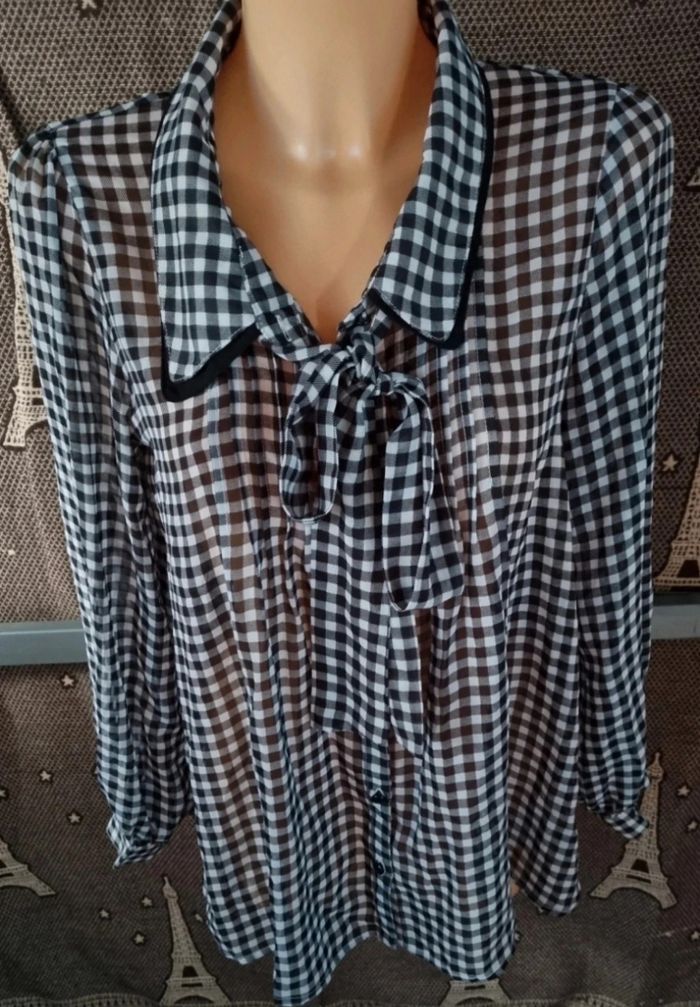 Chemise à carreaux transparente avec cravate taille L - photo numéro 6