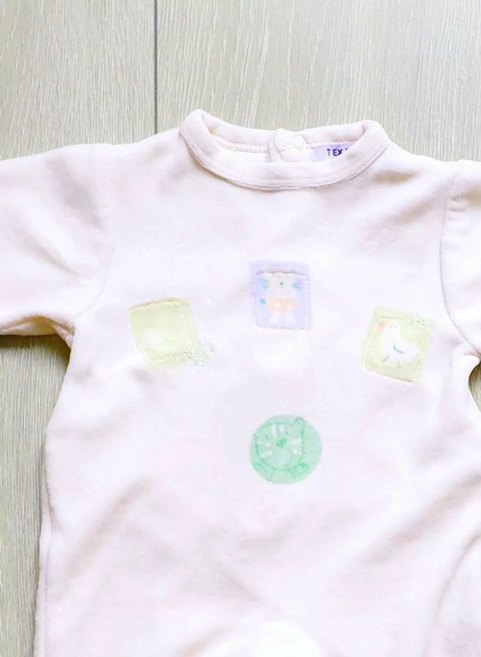 Pyjama rose en velour. Fille 1 mois. Marque Tex - photo numéro 2