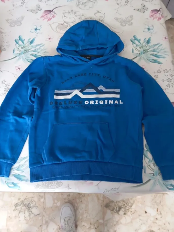 Sweat à capuche bleu électrique 12 ans