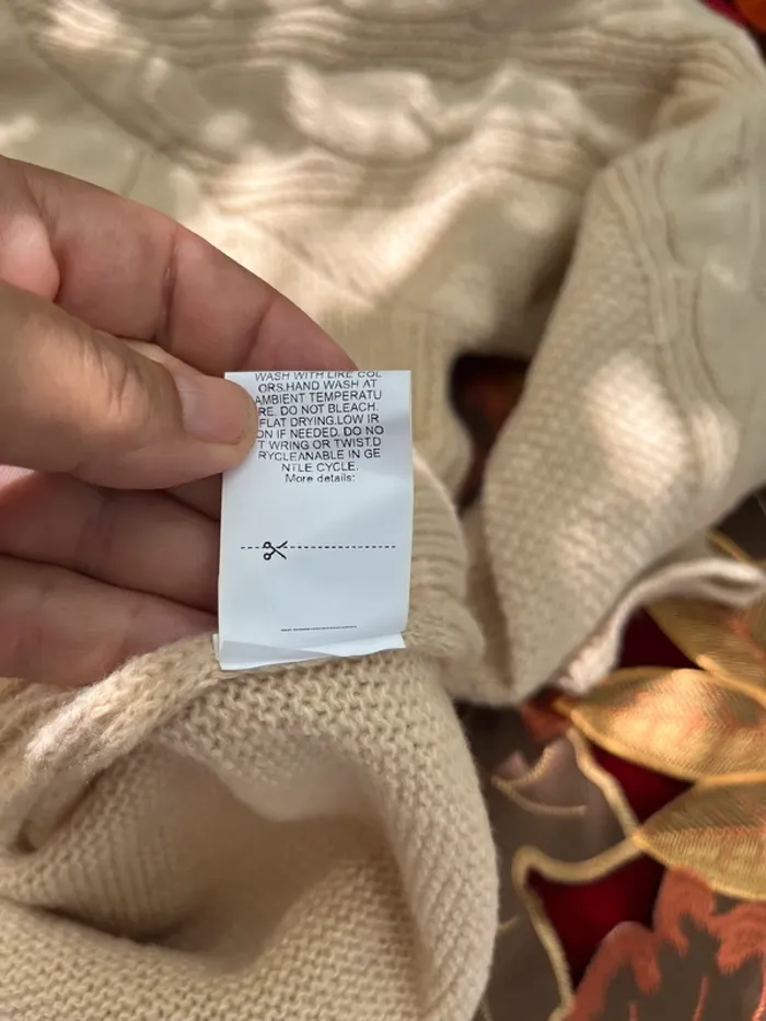 Pull torsadé beige crème  maille épaisse col rond confort 2XL - photo numéro 6