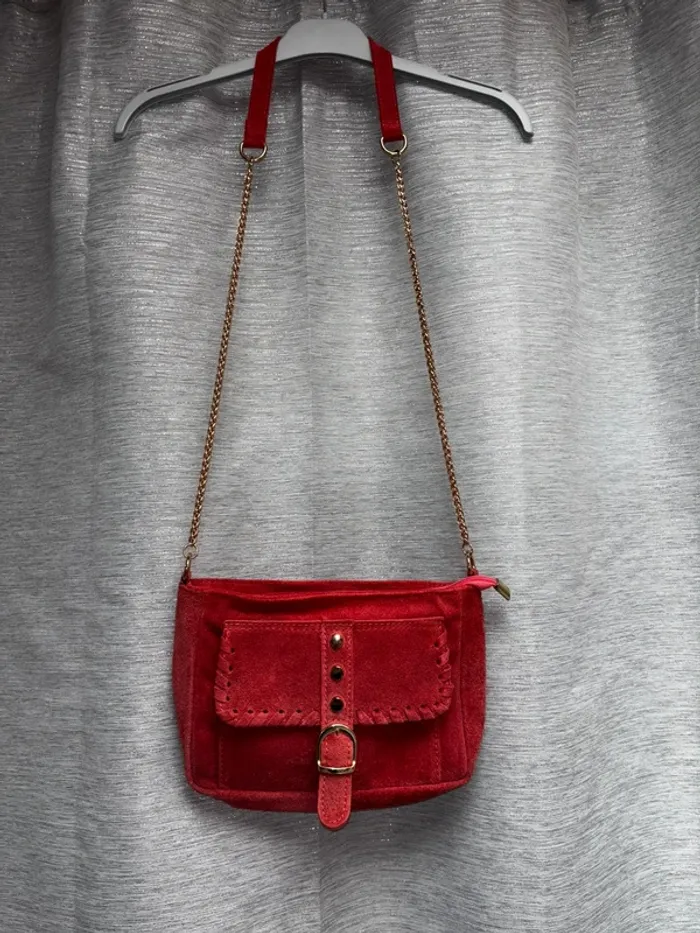 Sac bandoulière neuf, sac à main cuir Genuine Leather, sac femme en cuir véritable, sac chaîne - photo numéro 3