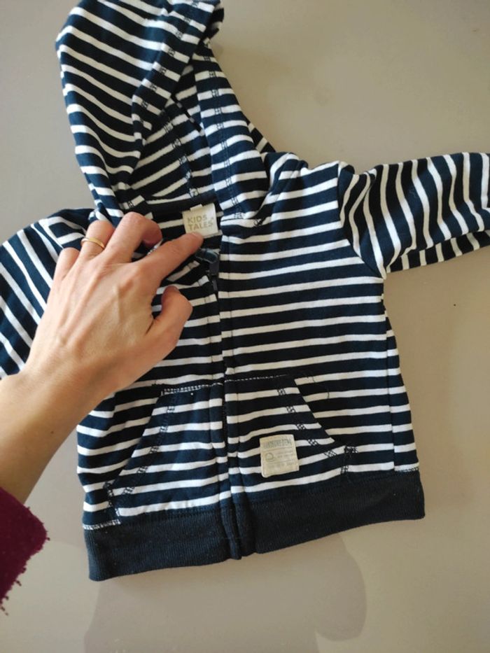 Gilet zippé marinière 6 mois - photo numéro 4
