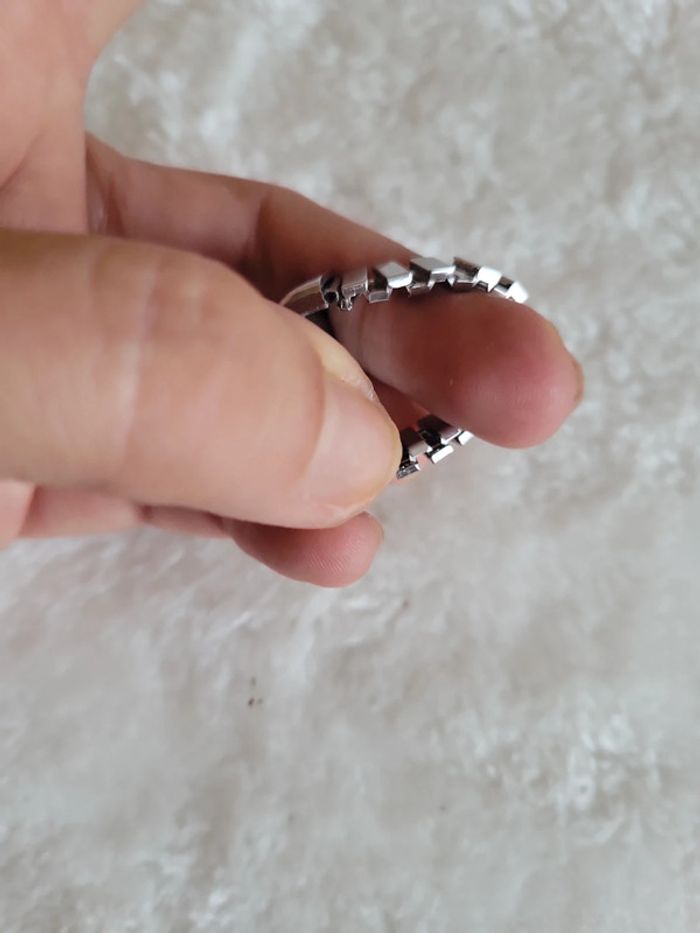 Bague montre silver rectangulaire fond noir - photo numéro 8