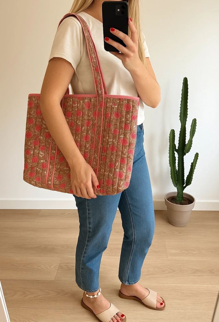🌸 Sac cabas matelassé fleuri – Bloom Paris - photo numéro 4