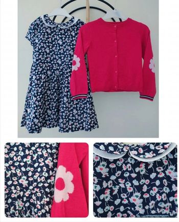 6 ans ensemble Jacadi robe manches courtes et gilet ( porte 1 fois)