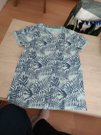 Tee shirt Gémo palmier bleu ciel 16 ans