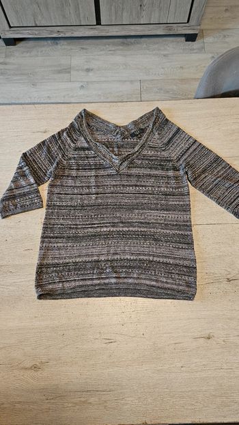 Pull léger à manches 3/4, brillant, col V, 1.2.3 Paris, taille 36/38