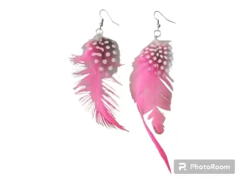 Boucles d'oreilles plume rose