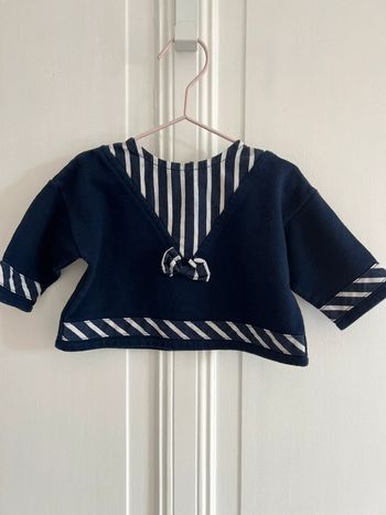 Pull natalys marine et blanc 6 mois