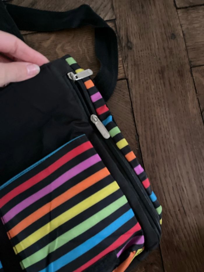 Sac cartable rayures multicolores - photo numéro 3