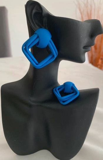 Boucles d’oreilles vintages géométriques bleues