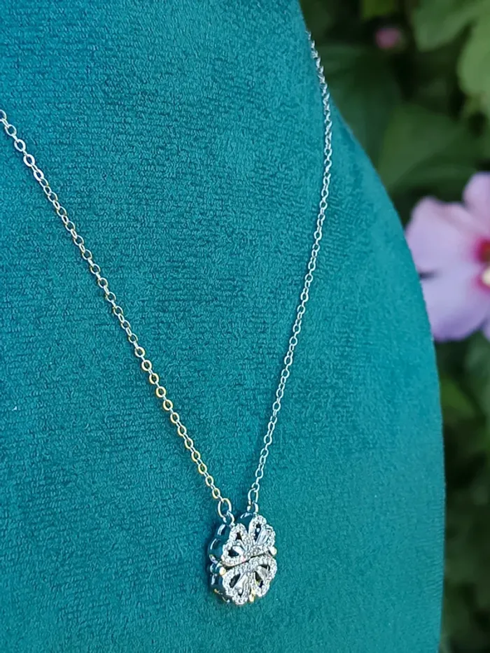 Collier trèfle acier inoxydable argent - photo numéro 3