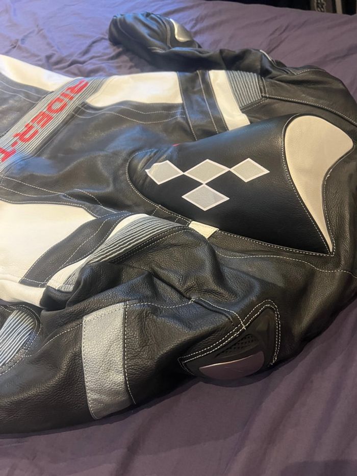 combinaison rider-tec neuf moto course cuir integral taille xl protections coudes épaules dorsale - photo numéro 5