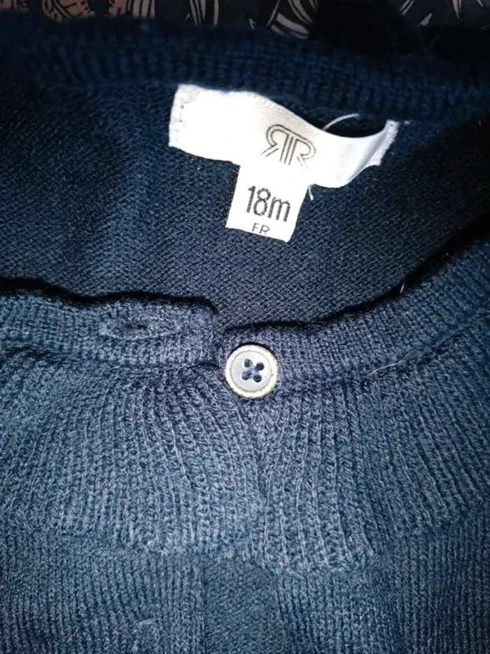 Gilet bleu marine La Redoute avec petit col 18mois - photo numéro 2