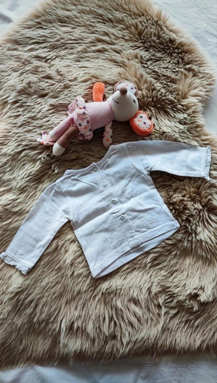 T-shirt blanc oiseau Gémo 1 mois - photo numéro 2