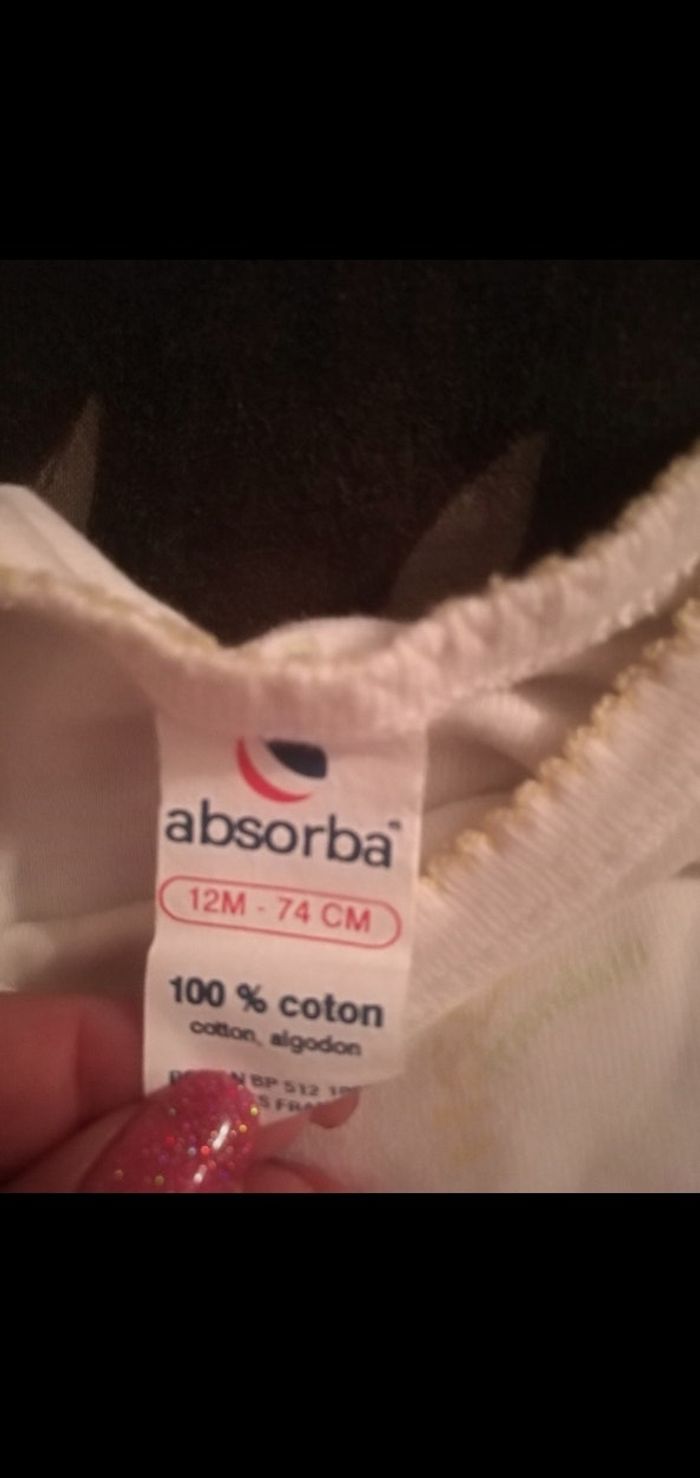 Body 12 mois manches longues blanc/beige - photo numéro 2