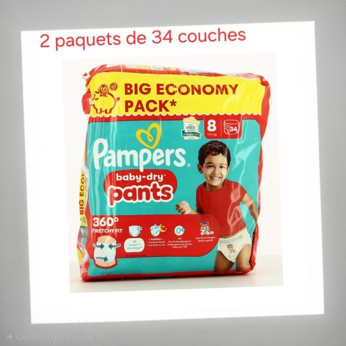 Lot de 68 Couches Pampers Baby Dry Pants 19 + KG Taille 8 Neuf