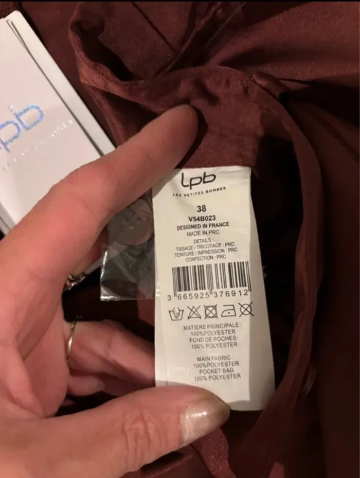 Pantalon satiné bordeaux LPB – T 38 – Neuf avec étiquette - photo numéro 5