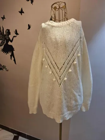 Pull blanc & pompons - Peace n' Love