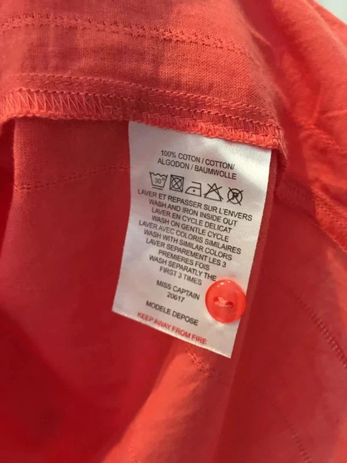 Chemise broderie anglaise orange corail miss captain tortue 40 L coton - photo numéro 3