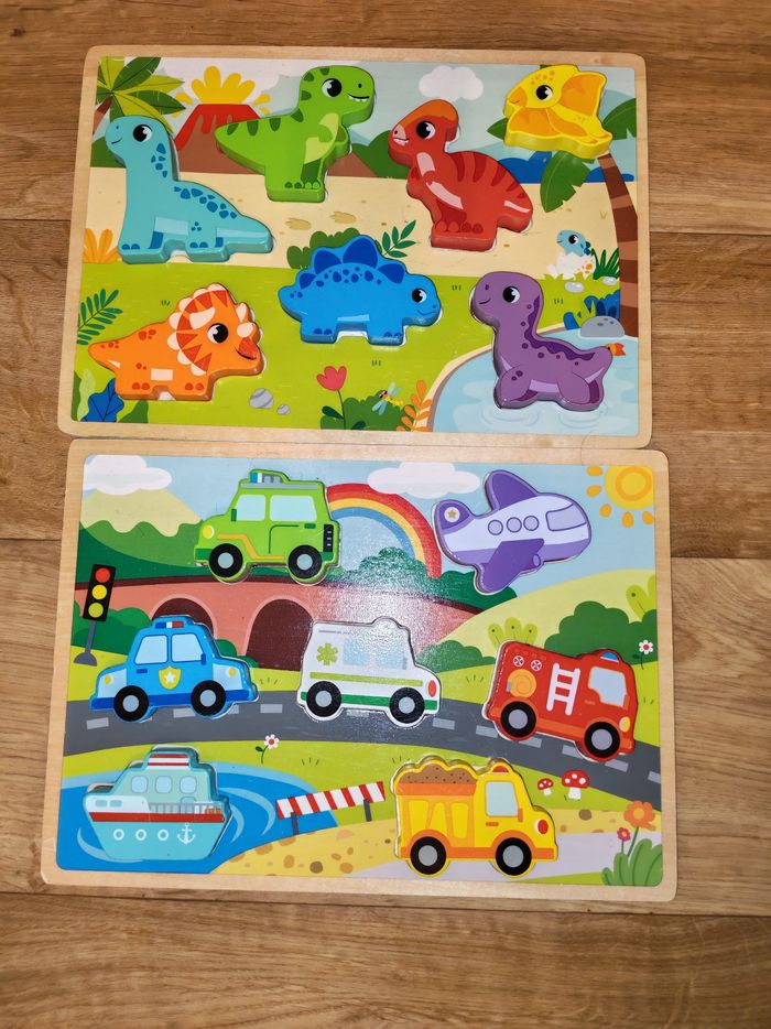 Lot de 2 puzzles en bois 