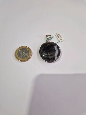 Pendentif obsidienne argentée Mexique
