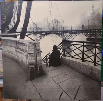 Tableau photographie noir et blanc, Quai du Louvre, Seine, Paris, 60x60 cm