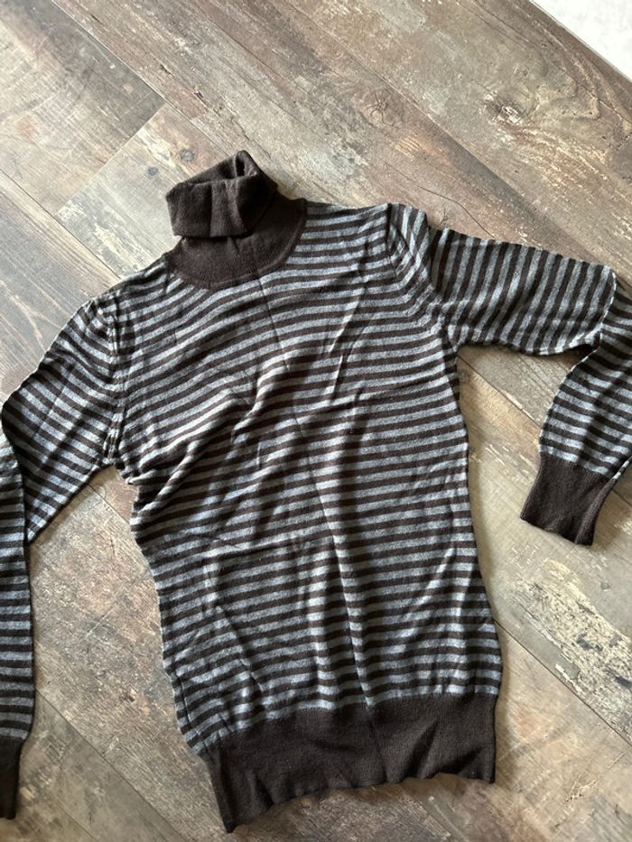 Pull rayé col rayé 50% laine mérinos