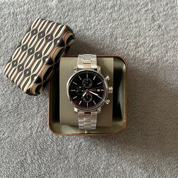 Montre Fossil 42mm homme argent cadran noir