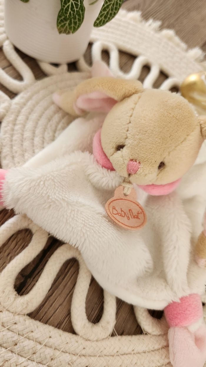 Doudou Lange Lapin Baby Nat Blanc Rose - photo numéro 7