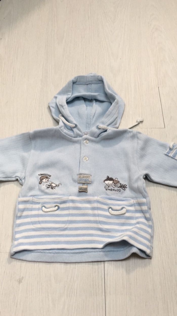 Gilet sweat 9 mois bleu ciel kimbaloo