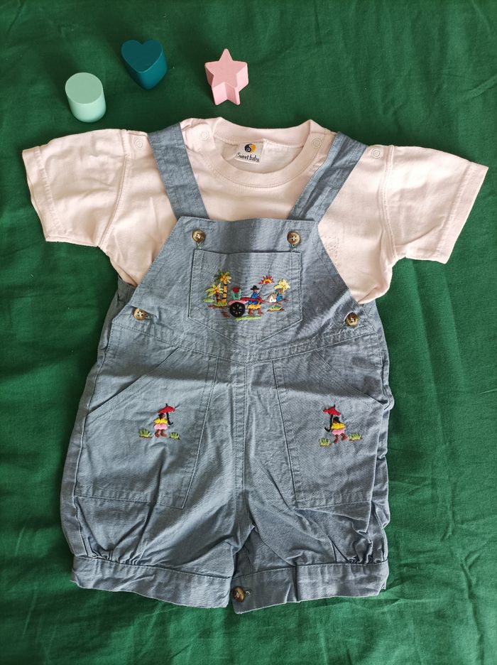 Salopette avec tes shirt 6 - 9 mois