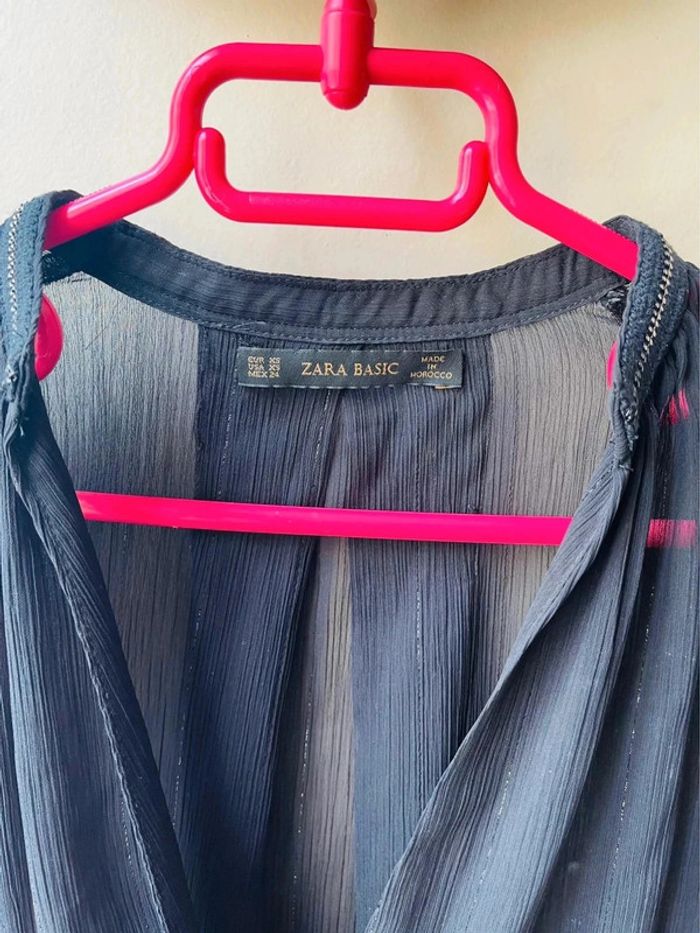 Sublime blouse chemise Zara noir XS fluide neuve à boutonnage décolleté en V - photo numéro 5