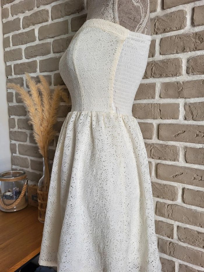 Robe bustier à dentelle blanc ivoire Cache Cache - romantique raffiné - photo numéro 9