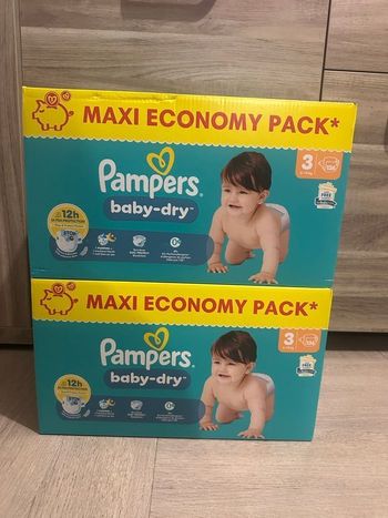 Lot de 2 paquets couche Pampers Baby Dry taille 3 - 272 couches 