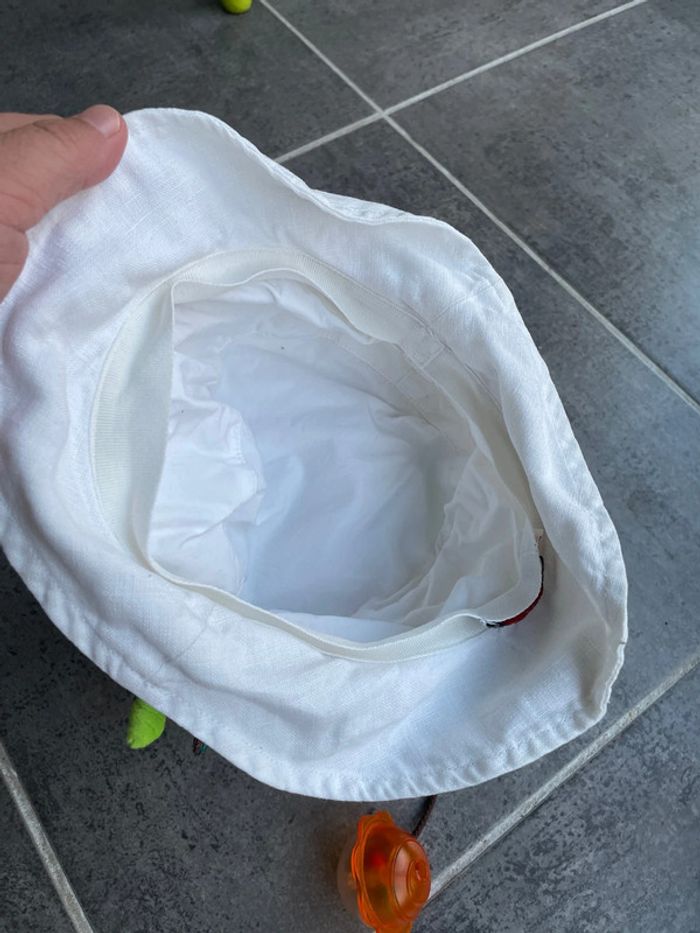 Chapeau blanc en lin clayeux 53cm - photo numéro 3