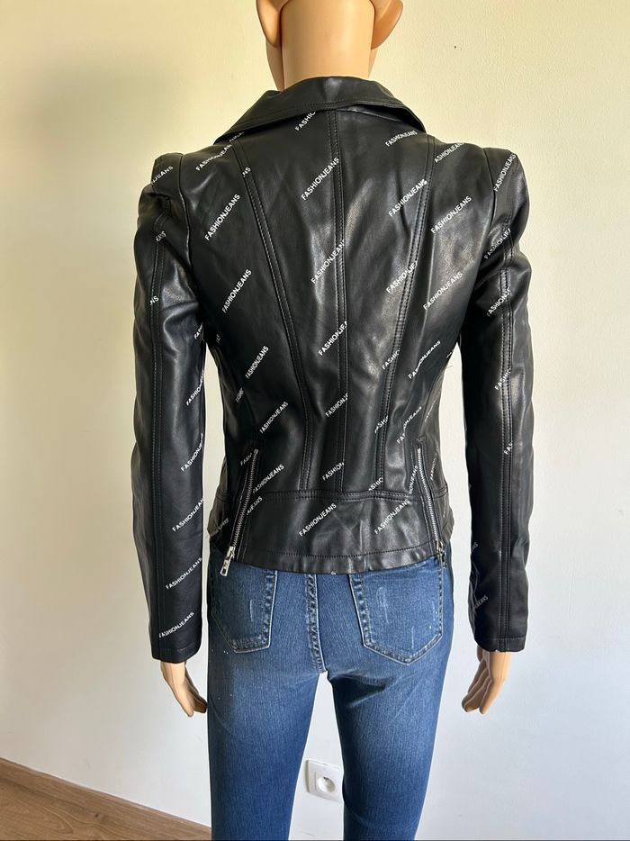 Perfecto noir en simili cuir Drôle de Copine taille S jamais porté - photo numéro 6