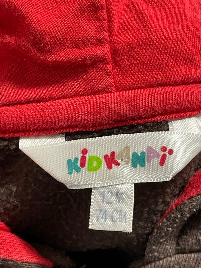Kiabi - Sweat zippé - marron et rouge - 12 mois - photo numéro 4
