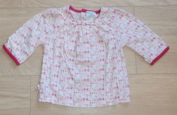 Tee-shirt Manche longue blanc imprimé rose gris